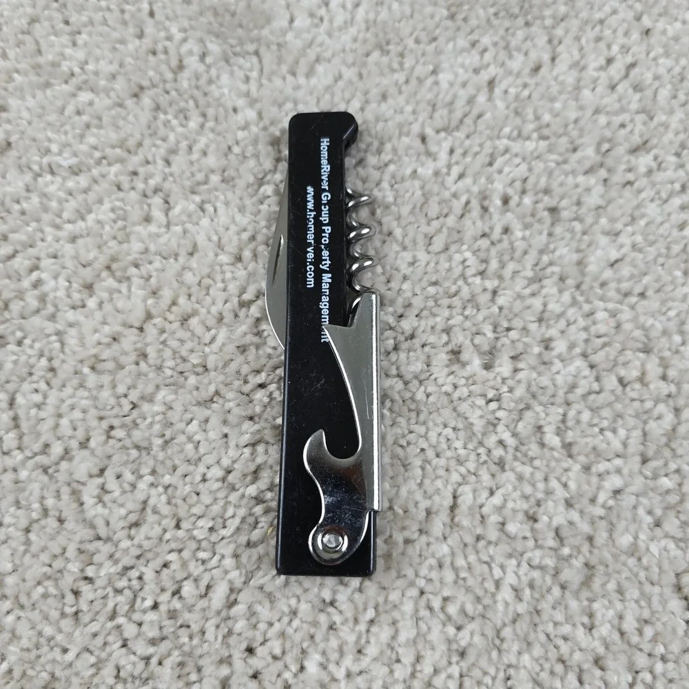 Pulltap's Wine‎ Bottle Opener Black Waiter's Corkscrew Foil Cutter HomeRiver